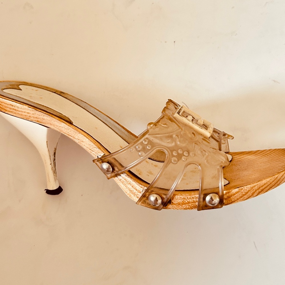 Fendi Tan Heels with Transparent Straps